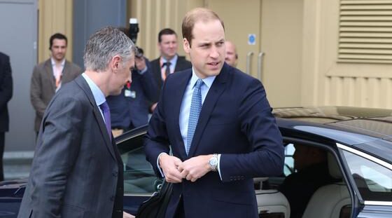 Prince William, British Royal Family, arrival, security detail, motorcade, diplomatic visit, bodyguard, official engagement