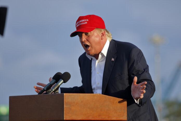 Donald Trump, president, rally, speech, podium, microphone, Make America Great Again, MAGA