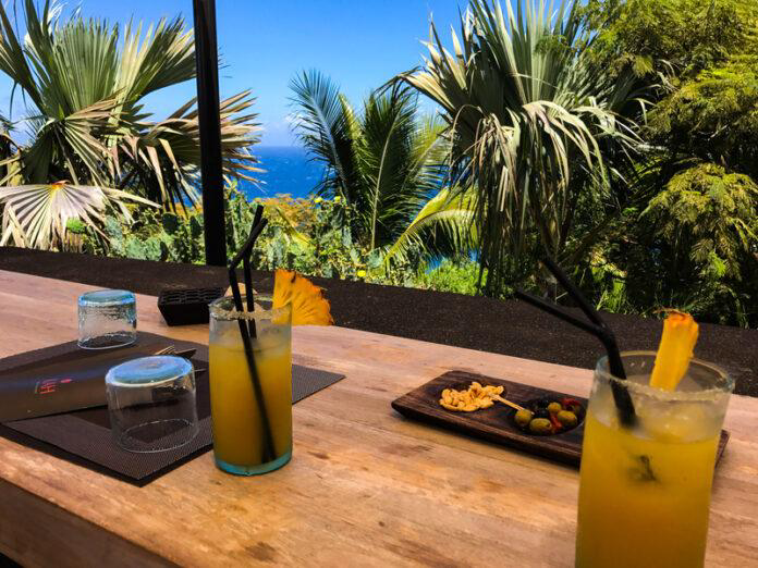 resort, vacation, tropical drinks, ocean view, palm trees, cocktails, dining