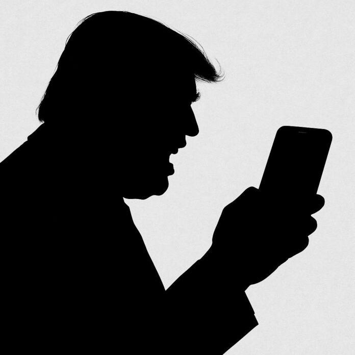 Donald Trump, president, silhouette, phone, smartphone, mobile device