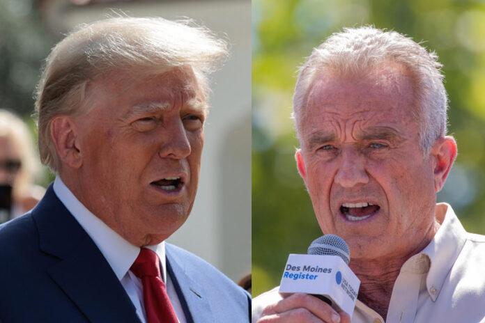 Donald Trump, Robert Kennedy Jr., RFK Jr., president, politician, campaign, rally, microphone, Des Moines Register
