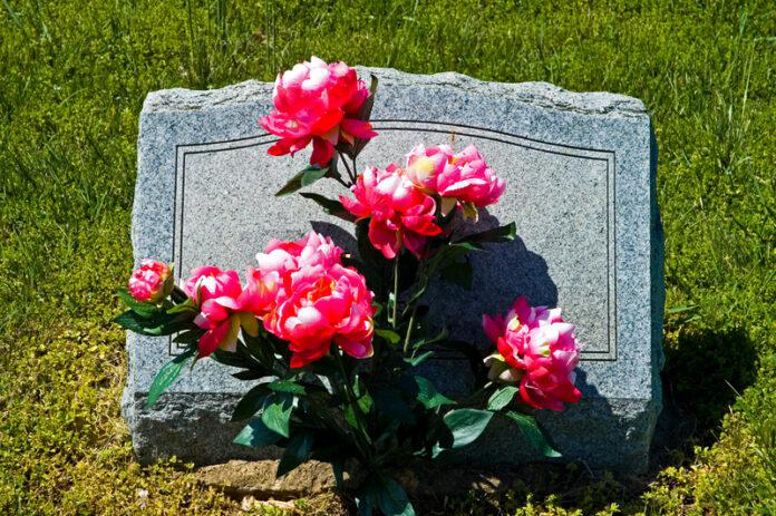 cemetery, grave, headstone, memorial, flowers, peonies, gravestone, death, burial