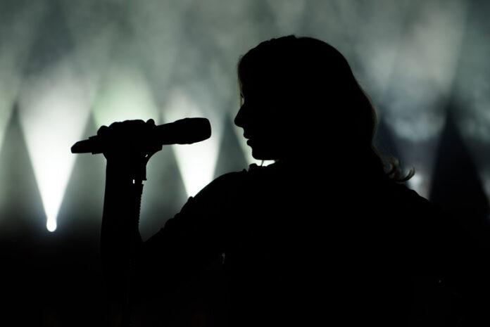 singer, performer, microphone, concert, stage performance, live music, silhouette, entertainment