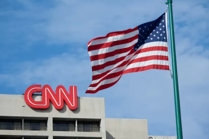 CNN, news network, cable news, headquarters, building, American flag, media company, broadcasting